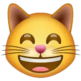 😸 Широко улыбающаяся кошачья мордочка Эмодзи в WhatsApp