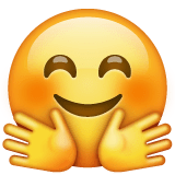 Faccina felice con mani allargate in un abbraccio Emoji WhatsApp