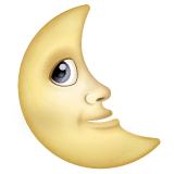 🌜 Luna en cuarto menguante con cara Emoji en WhatsApp