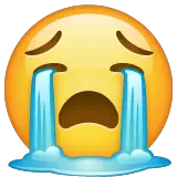 Cara llorando a mares Emoji WhatsApp
