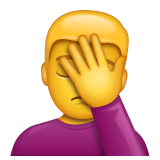 Мужчина, закрывающий лицо рукой Эмодзи в WhatsApp