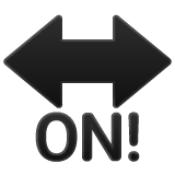 Freccia nera bidirezionale con la parola ON e il punto esclamativo Emoji WhatsApp