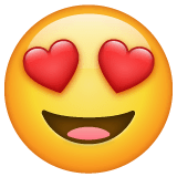 Faccina sorridente con gli occhi a forma di cuore Emoji WhatsApp