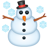 Bonhomme de neige avec flocons Émoji WhatsApp