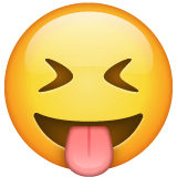 Gesicht mit herausgestreckter Zunge und geschlossenen Augen Emoji WhatsApp