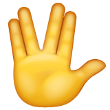 Mão aberta com separação entre o dedo médio e o anelar Emoji WhatsApp
