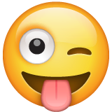 😜 Cara a piscar o olho com a língua de fora Emoji nos WhatsApp