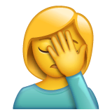 Mujer llevándose la mano a la cara Emoji WhatsApp