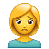 Mulher com o sobrolho franzido Emoji WhatsApp