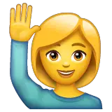 🙋‍♀️ Frau mit ausgestrecktem, erhobenem Arm Emoji auf WhatsApp