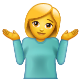 Mulher a encolher os ombros Emoji WhatsApp