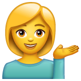 💁‍♀️ Mujer atendiendo en un mostrador de informacion Emoji en WhatsApp