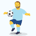 Mann, der Fußball spielt Skype